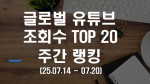 글로벌 조회수 Sierra & Rhia, 유튜브 15억뷰 돌풍… 김프로는 전 세계 3위 (25.07.14~25.07.20)